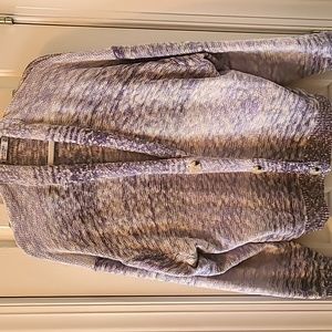 ARIZONA JEAN CO WOMEN'S JUNIORS PLUS SIZE PURPLE/WHITE BUTTON CARDIGAN SIZE XXL